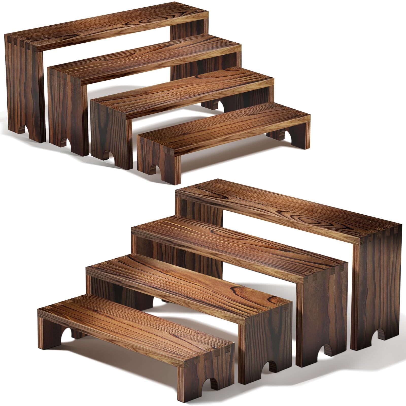 Display Risers Set - 2er-Set hölzerne Etagenständer für Verkaufsveranstaltungen, stapelbarer